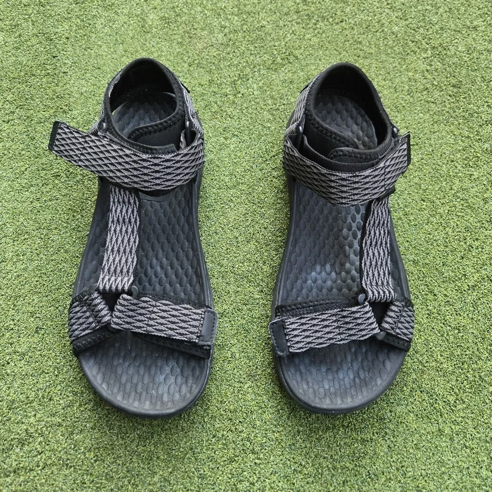 Skechers Sandals Mens Size 8 Goodyear Relaxed Fit Luxe Foam Black/gray